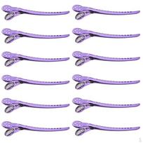 12 Alligator Hair Clips Salon Barber Hairdressing Grip Clamps Claws violetinė
