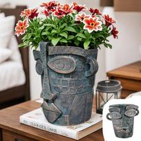 -Inspired Abstract Face Flower Pot - Brutalism Planter With Sculptural Art For Home Decor & Planting One Size