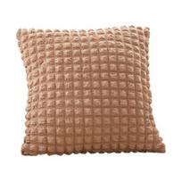 45x45CM kvadratinis pagalvės užvalkalas, tinklelis, elegantiškas vienspalvis, šiuolaikiškas užtrauktukas, poliesterio sofa miegamojo namų dekoravimas pagalvės pagalvėlės užvalkalas 45x45cm šviesiai ruda spalva