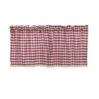Virtuvės langas Plaid trumpas užuolaidos Nėriniai Valance Through Strand Drape Home Decor 130*41cm vyno raudonos spalvos
