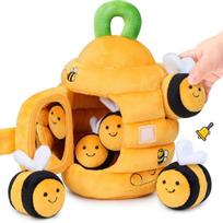 Animacinis Žavingi Gyvūnai Namas Bitės Lėlė Minkštas Mielas Realistiškai Atrodantis Ūkio Rinkinys Mielos Kawaii Pūkuotos Bitės Statosi Avilius Kalėdinė Dovana yellow