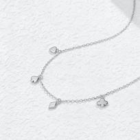 Jeshayuan Stainless Steel Playing Card Suits Necklace Poker Necklace for Women Hearts & Spades & Diamonds & Clubs Necklace 45cm