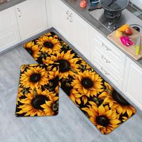 Sunflower Floral Mat - Sunny Flower Rug for Kitchen, Bathroom & Outdoor, Non-Slip Machine Washable Home Decor Carpet 40cm x 60cm