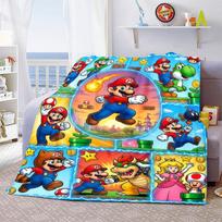 Super Mario Soft Flannel Blanket Warm Throw Cozy Lightweight Blanket for Sofa Bed Home Decoration -QJY 75x90cm