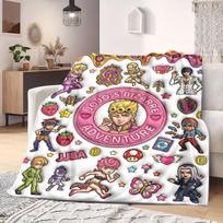 JOJO Exquisite 2D Flannel Blanket, Cartoon Character Print for Bed, Warm Home Decor Travel Blanket_LIAN 75x90cm