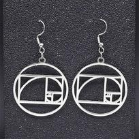 Fibonacci Sequence Golden Ratio Round Dangle Earrings for Women Stainless Steel Geometric Math Technical Drop Earring Jewelry