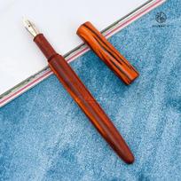 Classic All-wood Vintage Fountain Pen Sandalwood 0.5MM Nib Straight Tip Students Practicing Writing Business Gift Stationery (as the picture,0.5mm)