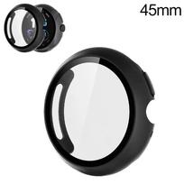 Tempered Glass+Case for Google Watch4 41mm45mm Screen Protector Bumper Shell Hard Matte All Around Protective Cover D7G9