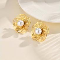 Vnox Women's Crystal Flower Butterfly Drop Stud Earrings Jewelry Set 18K Gold Plated Stainless Steel High End Ear Accessories