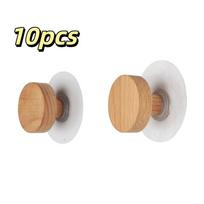 10pcs Nordic Minimalist Look Wooden Suction Cup Hook No-Drill Adhesive Hook  Entryway 10pcs