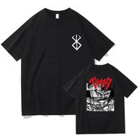 Berserk marškinėliai Guts Funny marškinėliai Unisex Cool Manga Graphic marškinėliai Japonijos anime Moterų medvilnė Harajuku Manga Hip Hop Tops Marškinėliai XXXL juoda