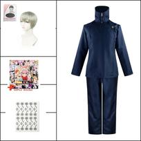 Anime Jujutsu Kaisen Cosplay Toge Inumaki Cosplay Costume Tattoo Sticker Wig Suits Halloween Christmas Party Clothes For Women L-(Costume+Wig)