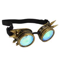 Helovino kaleidoskopiniai reivo akiniai, vaivorykštiniai kristaliniai lęšiai, reguliuojami, trippy, psichodeliniai, steampunk