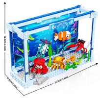 391PCS Fish tank  Building Blocks Toys Model Ocean fish tank Assemble Puzzle Bricks Toy Sets For Kid Desktop Ornament Gifts