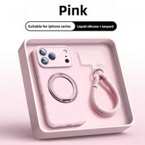 Liquid Silicone Folding Stand Case For iPhone 17 Air 16 15 14 13 12 Pro Max 16 Plus 17Pro For Magsafe Magnetic Strap Soft Cover iPhone 15