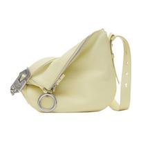 Pale Yellow Pebbled Leather Sling Crossbody Bag With Silver Hardware & O-Ring Detail For Daily Use Basic Set (Bag+Dust Bag)