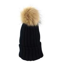 Women Baggy Winter Braid Crochet Knit Beanie Ski Pom Stocking Hat Skull Ski Cap juoda