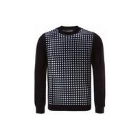 Emporio Armani Color Block Diamond Pattern Crew Neck Pullover Casual Long Sleeve Sweater Men sweater Black 6H1MXN-1MHTZ-F972 XXL