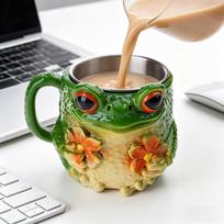 Resin Practical Cup Frogs Design 11oz Easy Cleaning Resin Texture Decorated Cup for Adding Charm to Daily Hydrations 1