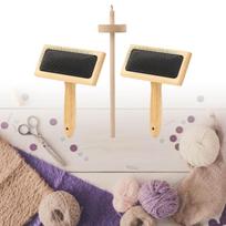 Plane Wood Drop Rod And Hand Carders Fleece Felting Set 2PCS Craft Materials For DIY Fabric Productions 1