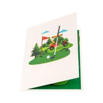 Dynamic 3D Golf Cart Scene Popup Card with Envelope Handcrafted Greeting Card For Gifts Party Supplies 1