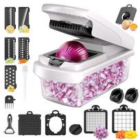 Golxmse Multifunctional Vegetable Chopper 18-Piece Set Stainless Steel White 31x10.5x10cm Kitchen Tool