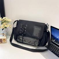 Large Capacity Y2K Ulzzang Ita Bag Lightweight Clear Pockets Nyl Shoulder Bag Pure Color Waterproof juoda