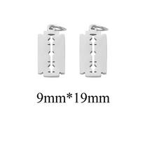 5Pcs/lot Stainless Steel Razor Blades Charms Pendant Men Jewelry Steel Male Shaver Shape for DIY Bracelet&Necklaces 2 Size