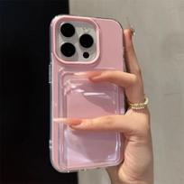 2in1 Card Holder Slot Wallet Photo Pocket Clear Candy Color Case For For Iphone 16 1 14 13 12 11 16Pro Max TPU+PC Shockproof Cover For iPhone 15