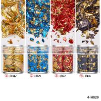4Bottles/Set Gold Foil Leaf Flake Craft For Epoxy Resin Mold Jewelry Making Decoration Gold Foil Paper Nail Art Glitter Supplies