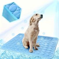 Spring/Summer Cooling Pad for Dogs - Ice-Sliky Breathable Polyester Fabric, Lightweight & Easy to Clean,Non-Electric Heat Relief (Blue,S) mėlyna