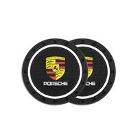 2Pcs Car Silica Gel Water Cup Pad Anti-noise Coaster Mat For Porsche Panamera Taycan 911 718 Macan Cayenne Boxster Cayman 918