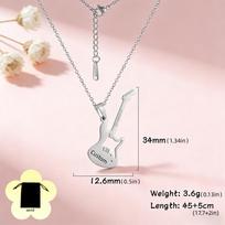 Customized Name Text Instrument Guitar Necklace Stainless Steel Music Guitar Neck Chain Pop Singer Birthday Gift 45-50cm