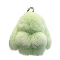 Plush Bunny Keychain Soft Faux Fur Pom Pom Charm Bag Pendant Accessory for Backpack Purse Car Decoration with Metal Ring