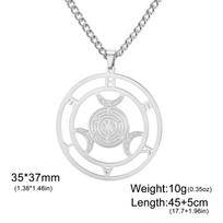 Dreamtime Wheel of Hecate Symbol Triple Moon Goddess Pendant Necklace for Women Men Stainless Steel Pagan Goddess Wiccan Jewelry