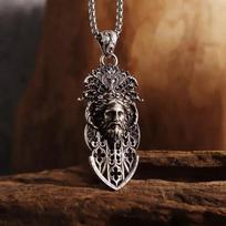 Gothic Wings Grim Reaper Pendant Half Body Skull Necklace Men\\\\\\\\\'s Biker Punk Rock Jewelry Halloween Gift