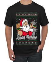 Buon Natale, Italian Santa Claus Ugly Christmas Men's T- Shirt 4XL