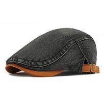 Denim Beret Men Peaked Cap Women Retro Progressive Cap Painter Hat juoda
