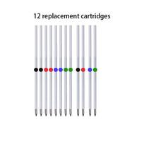 4-In-1 Multifunction  0.7mm Ballpoint Pen Set Colorful Retractable Smooth Writing 4-Color Refills Ideal For Office Use (as the picture,12 Replace Refills)