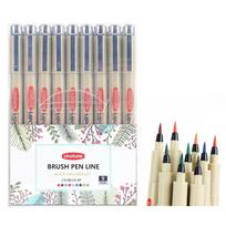 Precision Micro-Line Pens, Set of 9 Colors Brush Fineliner Ink Pens, Waterproof Archival Ink, Multiliner Sketching Anime Drawing