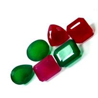 Natural Emerald Ruby Gemstone 50 Ct Lot GIR Mix Shape Shape 6 Piece CERTIFIED 10 mm to 14 mm Apx žalia/raudona