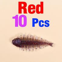 10Pcs Fish Bone Soft Bait TPE High Elasticity Biomimetic Salted Fishy Odor Light Seawater Fishing Lure Soft Plastic Bait raudona