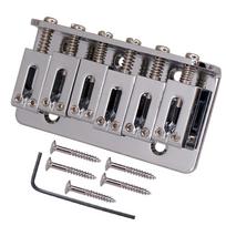 Electric Guitar Saddle Bridge with Screws Wrench 6 String Metal Fixed Hardtail Saddle Bridge Top Load Guitar Tailpiece