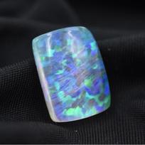 Laboratorijoje sukurtas daugiaspalvis opalas 15 karatų Smaragdo pjūvio Etiopijos laisvas brangakmenis 18.9 mm approx. įvairiaspalvis