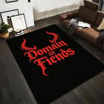 Black Rug with Red Horns and Gothic 'Domain of Fiends' Design  Suitable for use as an anti-slip for living room bedroom sofas 40x60cm( 15x23in )