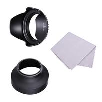 67 mm objektyvo gaubto rinkinys su tulpių gėlės gaubtu + sulankstomu guminiu objektyvo gaubtu + objektyvo valymo šluoste 58mm