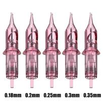 10 vnt rožinės plonesnės vienos adatos tatuiruočių kasetė, skirta nuolatiniam makiažui 0,25 mm / 0,30 mm grožio įrankiai 0805RL
