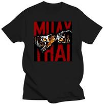 Novelty Men's Muay Thai Tiger T Shirts Short Sleeved Crewneck Cotton T-shirt Leisure Thailand Martial Art Fighter Spirit Tee Top S juoda