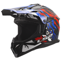 LS2 MX708 FAST II GROTESK WHITE BLUE RED šalmas XXL