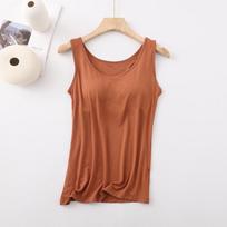 Ladies' Padded Chest Camisole with Wide Straps, Versatile Outerwear, Clavicle-revealing Underwear, Sleeveless for Summer KTB S